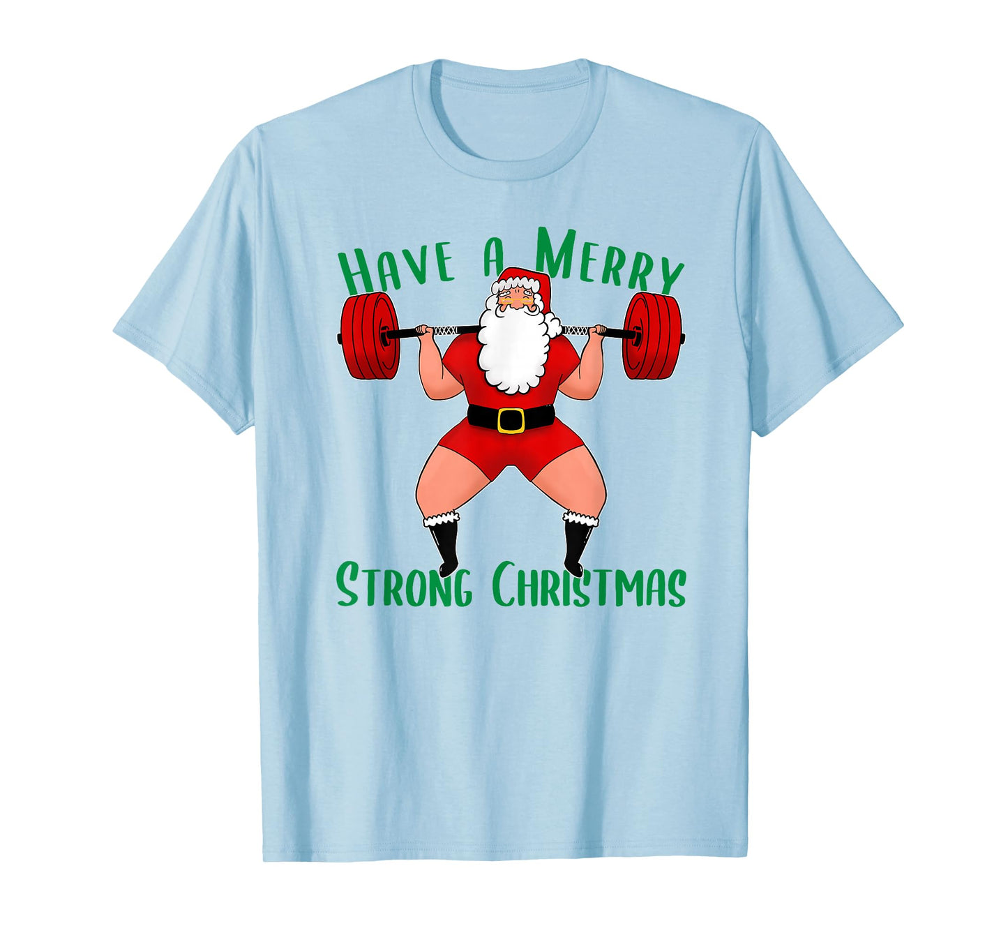 Training Squats with Santa for a Strong Christmas Lifting T-Shirt