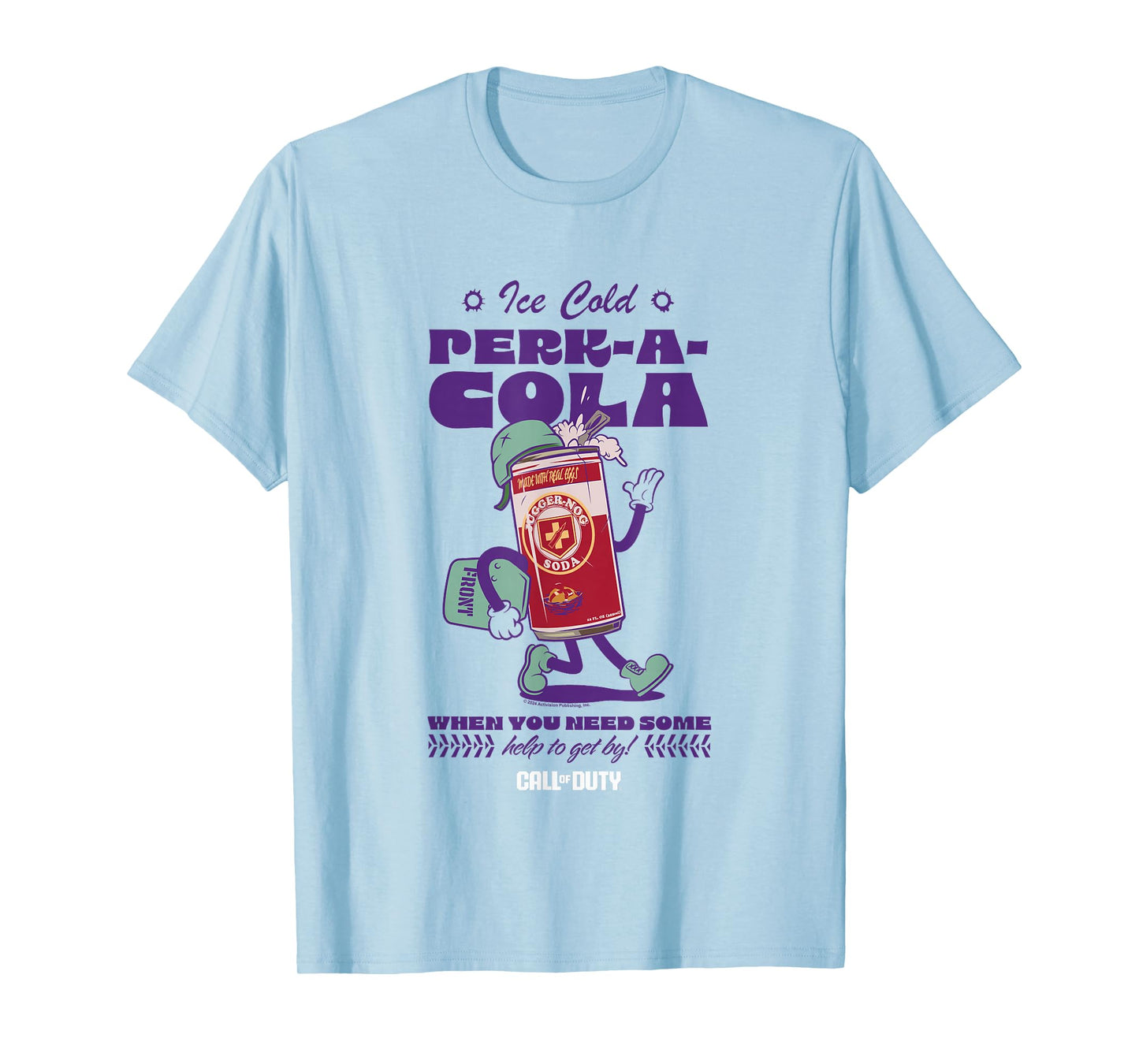 Call Of Duty I Cold Perk -A- Cola Retro T-Shirt - Unisex - Blue - Small - Short Sleeve - Classic Fit - Cotton Blend - Retro Video Game T-Shirt