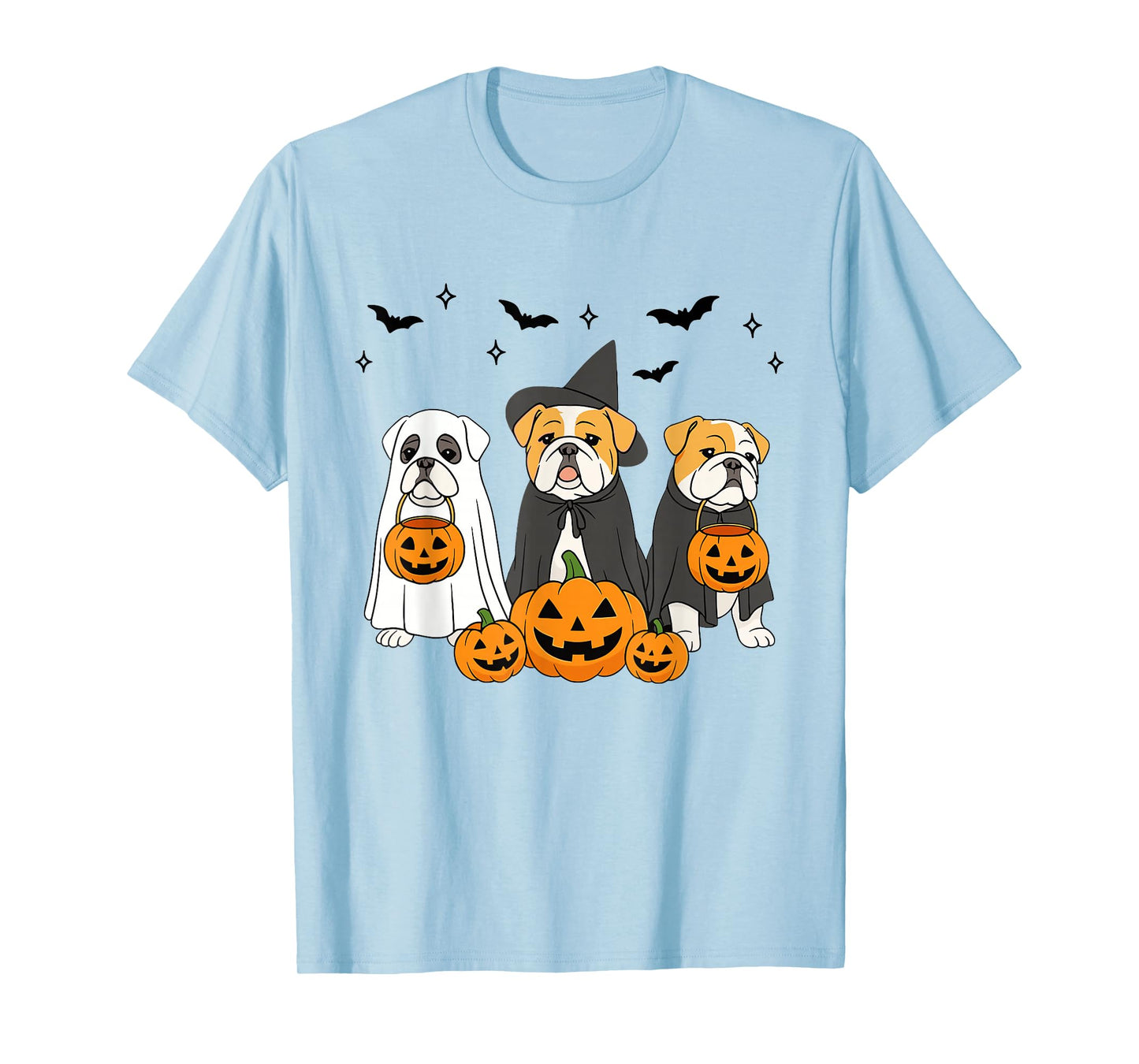 Witch English Bulldog Halloween Ghost Bulldog Dog Mom T-Shirt