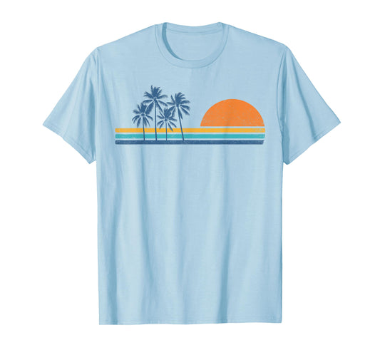Retro 70s Sunset Palm Trees Vintage Tropical Beach Graphic T-Shirt