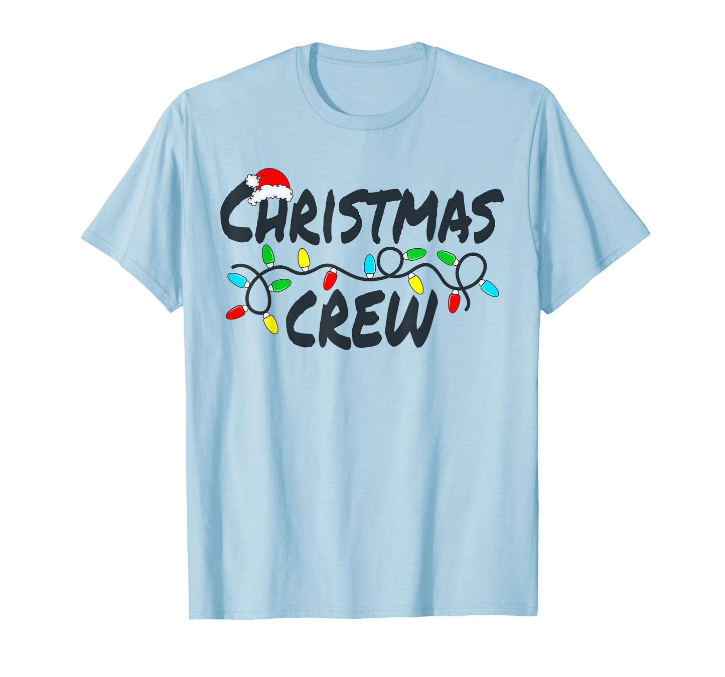 Funny Christmas Crew Santa Hat & Lights Outfit T-Shirt