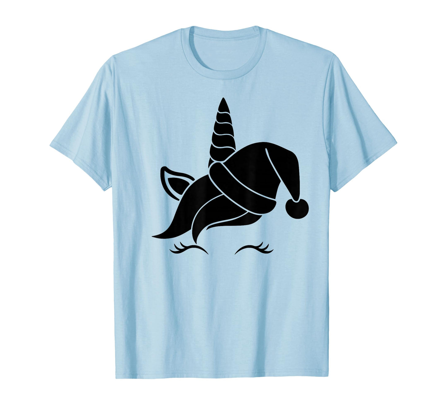 Unicorn Reindeer Face with Santa Hat Cute Christmas Costume T-Shirt