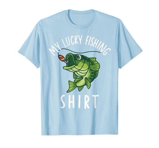 Youth Boy My Lucky Fishing-Shirt Funny Bass Fishing Dad Gift T-Shirt