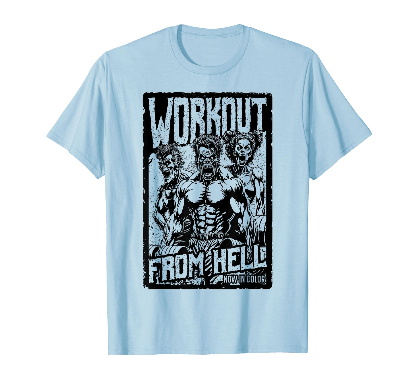 Gym Halloween Funny Retro Zombie Fitness Horror Movie Poster T-Shirt