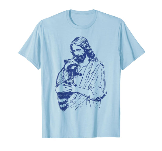 Racoon Lover Trash Panda Christian Jesus Holding A Raccoon T-Shirt