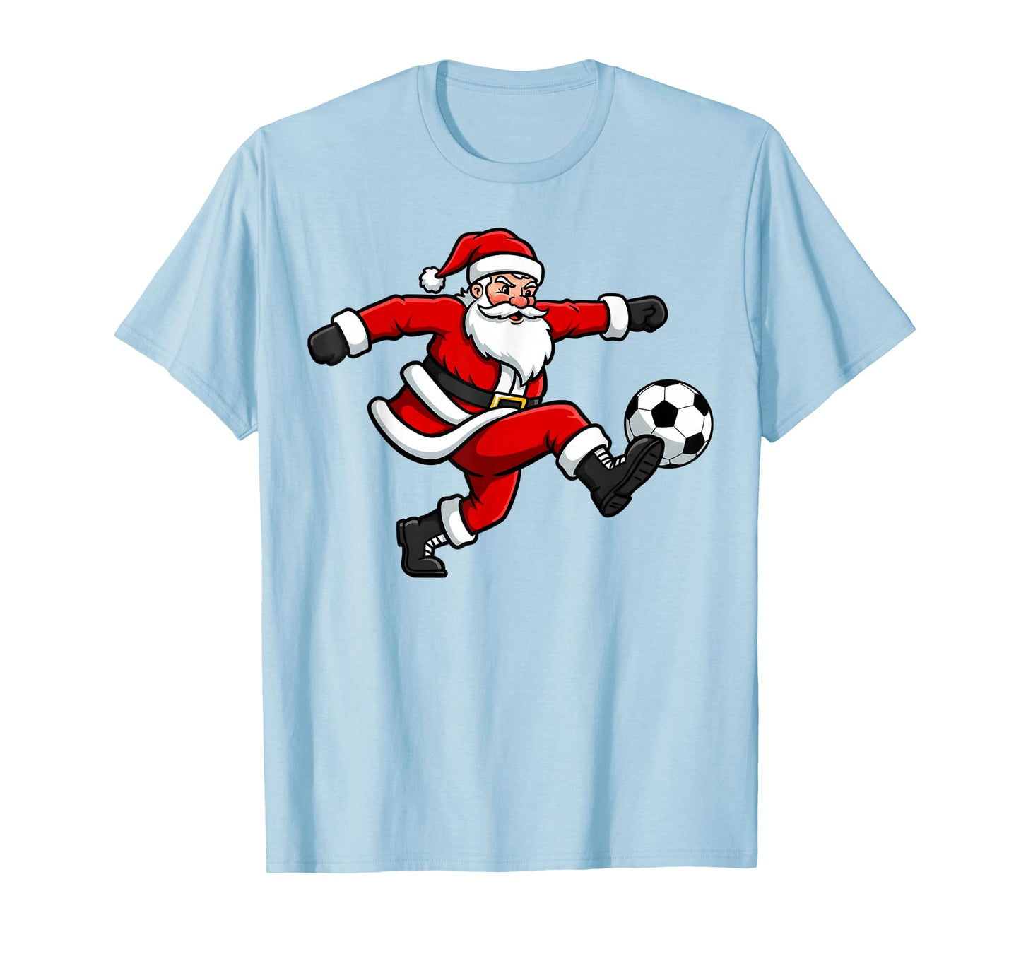 Christmas Soccer Player Cute Santa Xmas Boys Girls Men Kids T-Shirt