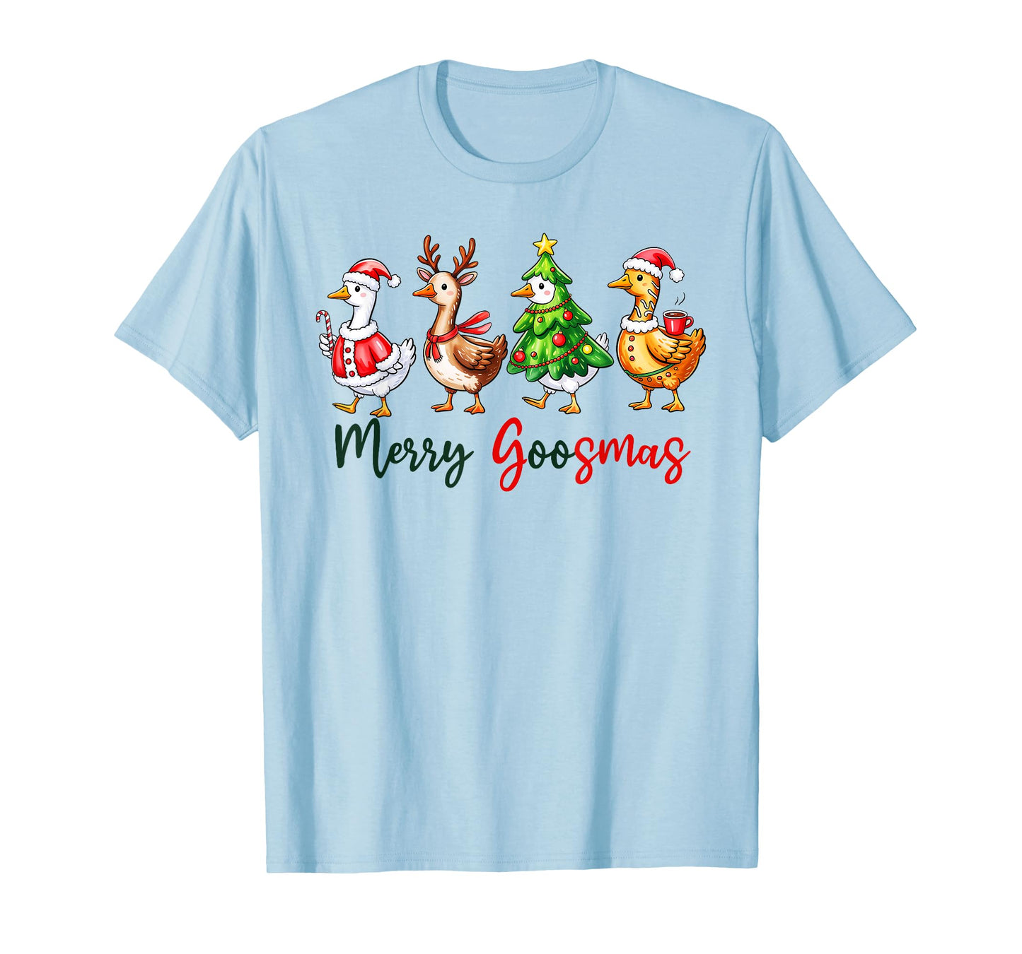Funny Retro Merry Goosemas Christmas Silly Goose Xmas Lights T-Shirt