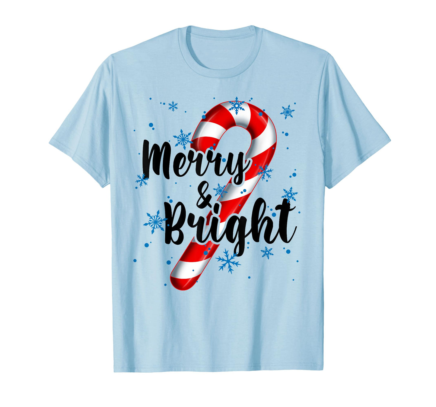 Candy Cane Merry and Bright Red and White Candy Snowflakes T-Shirt