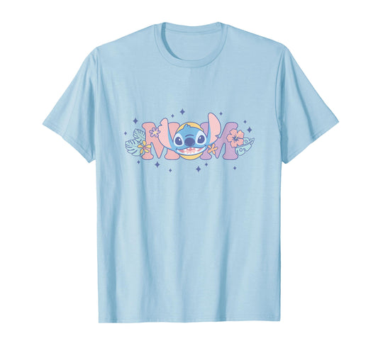 Disney Lilo & Stitch Mom Cute Stitch Floral Pastel Colors T-Shirt