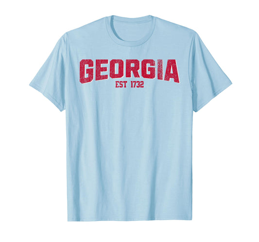 Georgia GA Vintage Athletic Design Red Text Sports T-Shirt
