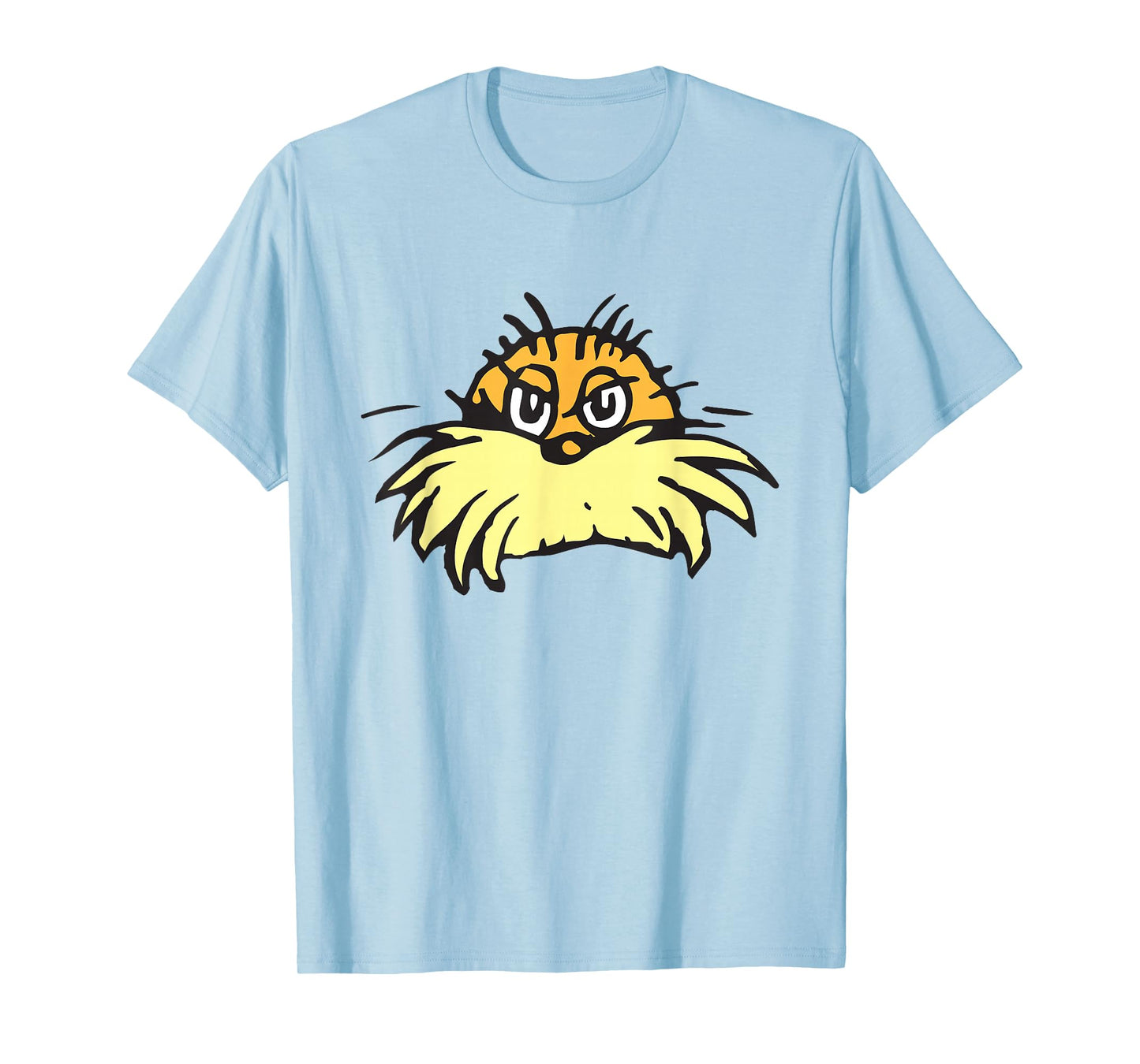 Dr. Seuss The Lorax Face T-Shirt - Unisex, Blue, Small, Short Sleeve, Cotton Blend, Classic Fit, Crew Neck