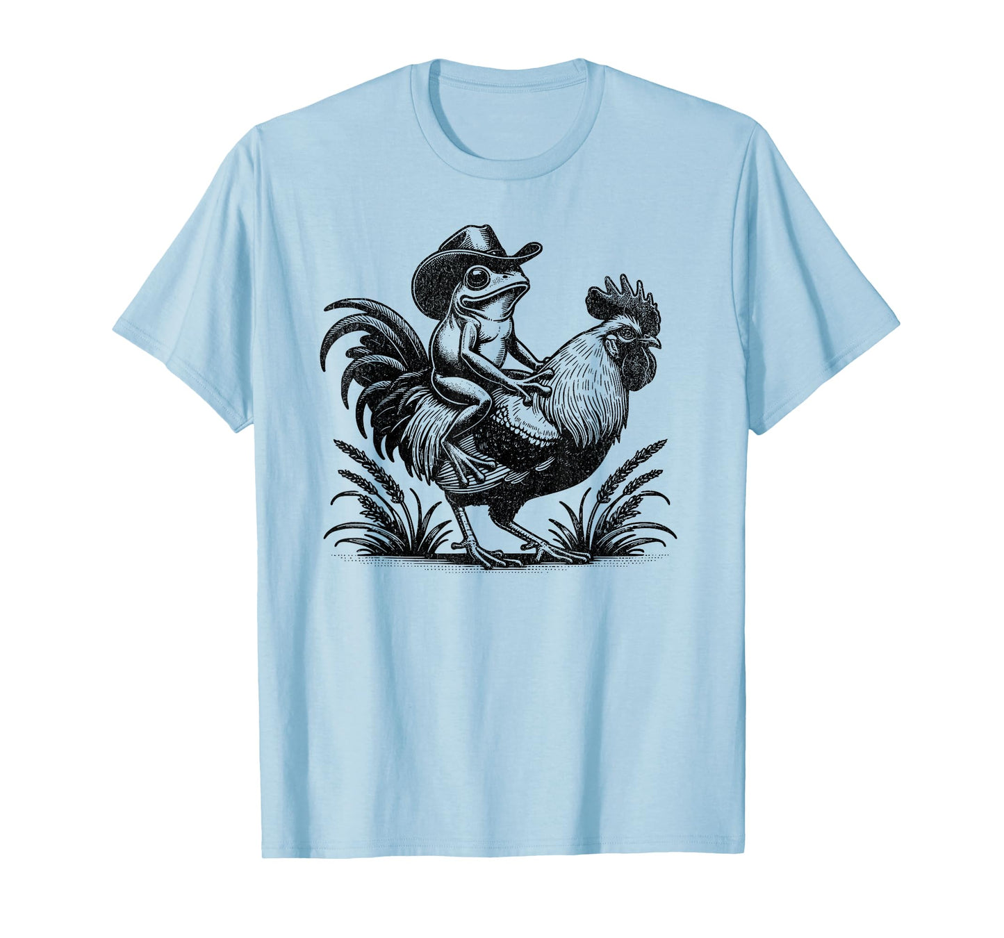 Funny Frog With Cowboy Hat Riding Rooster Country Life T-Shirt