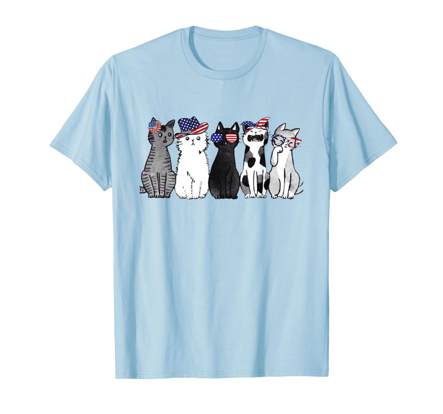 cat lover July 4th Forth of July funny cats American Flag T-Shirt