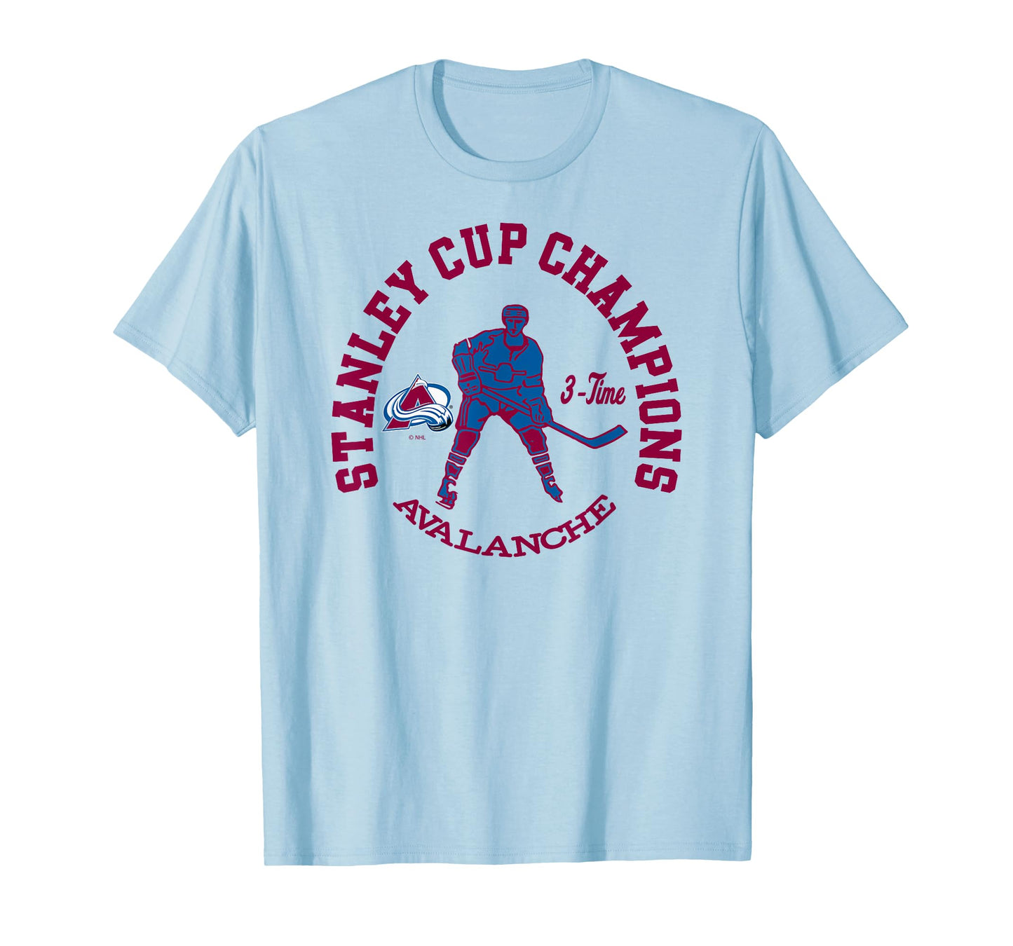 Colorado Avalanche Stanley Cup Champions 3-Time Gray T-Shirt