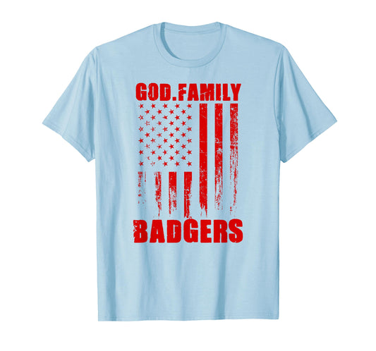 Arkadelphia Badgers God. Family. Vintage USA Flag T-Shirt