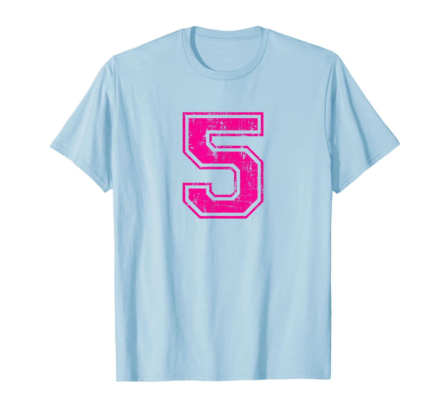 Number 5 Five Varsity Distressed Vintage Sport Team Player's T-Shirt