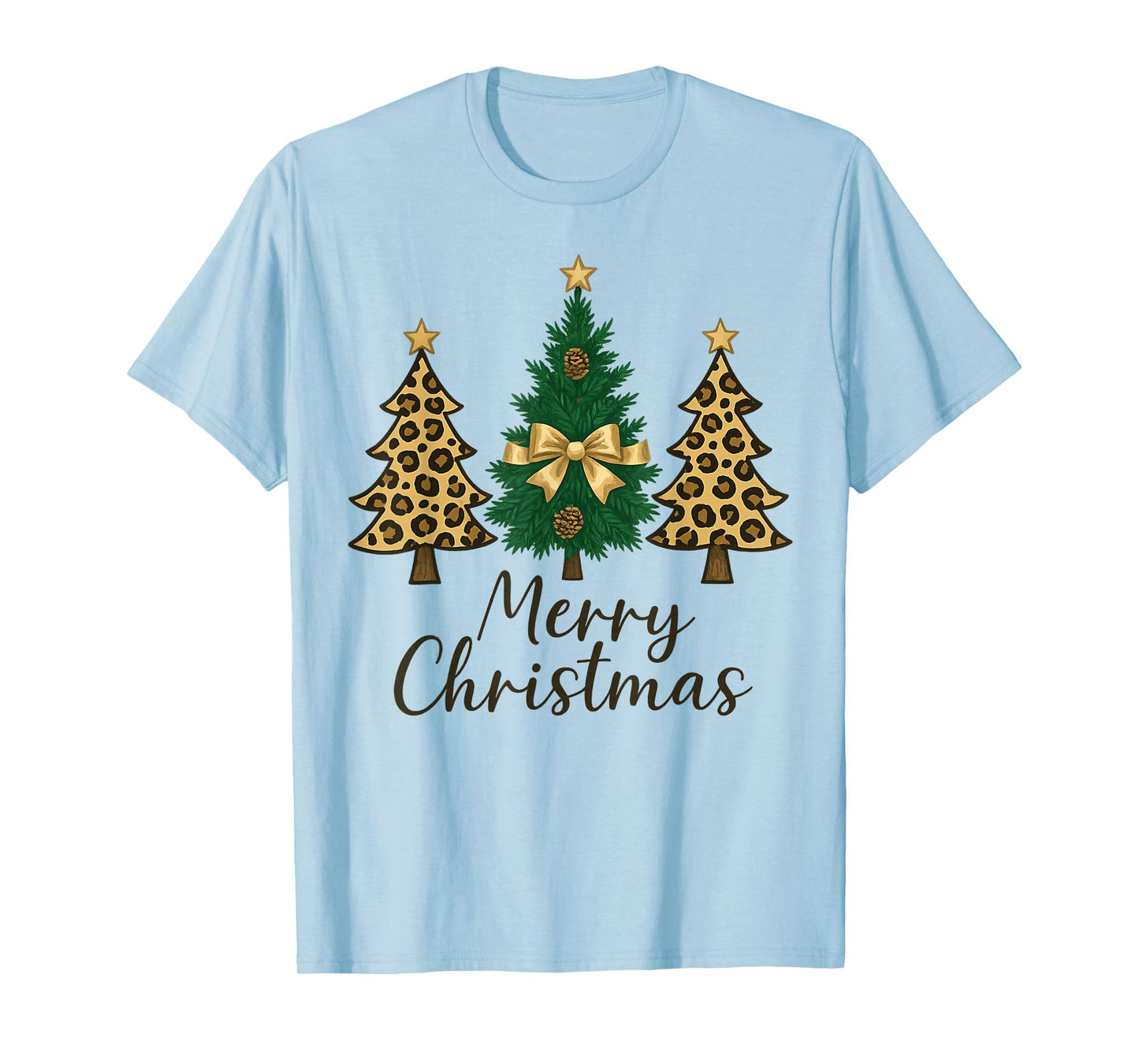 Funny Merry Christmas 2025 Funny Family Matching Leopard T-Shirt