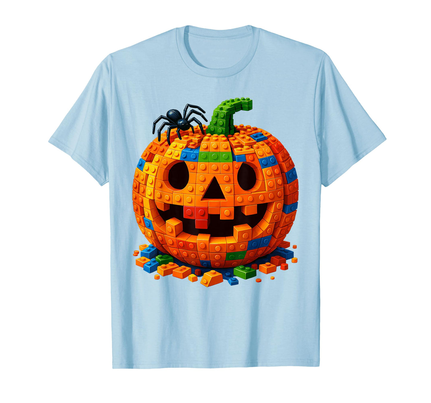 Jack O Lantern Pumpkin Blocks Building Happy Halloween Day T-Shirt