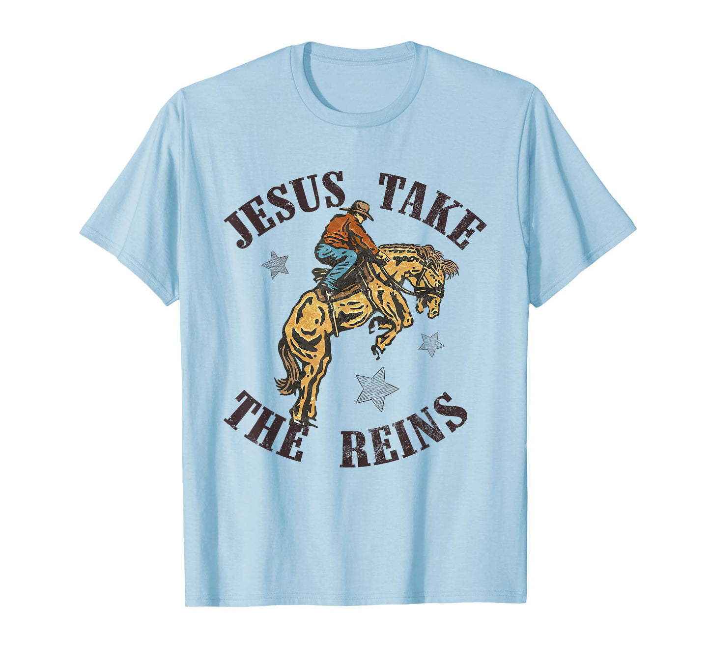 Jesus Take The Reins Western Cowboy Bucking Bronco Western T-Shirt