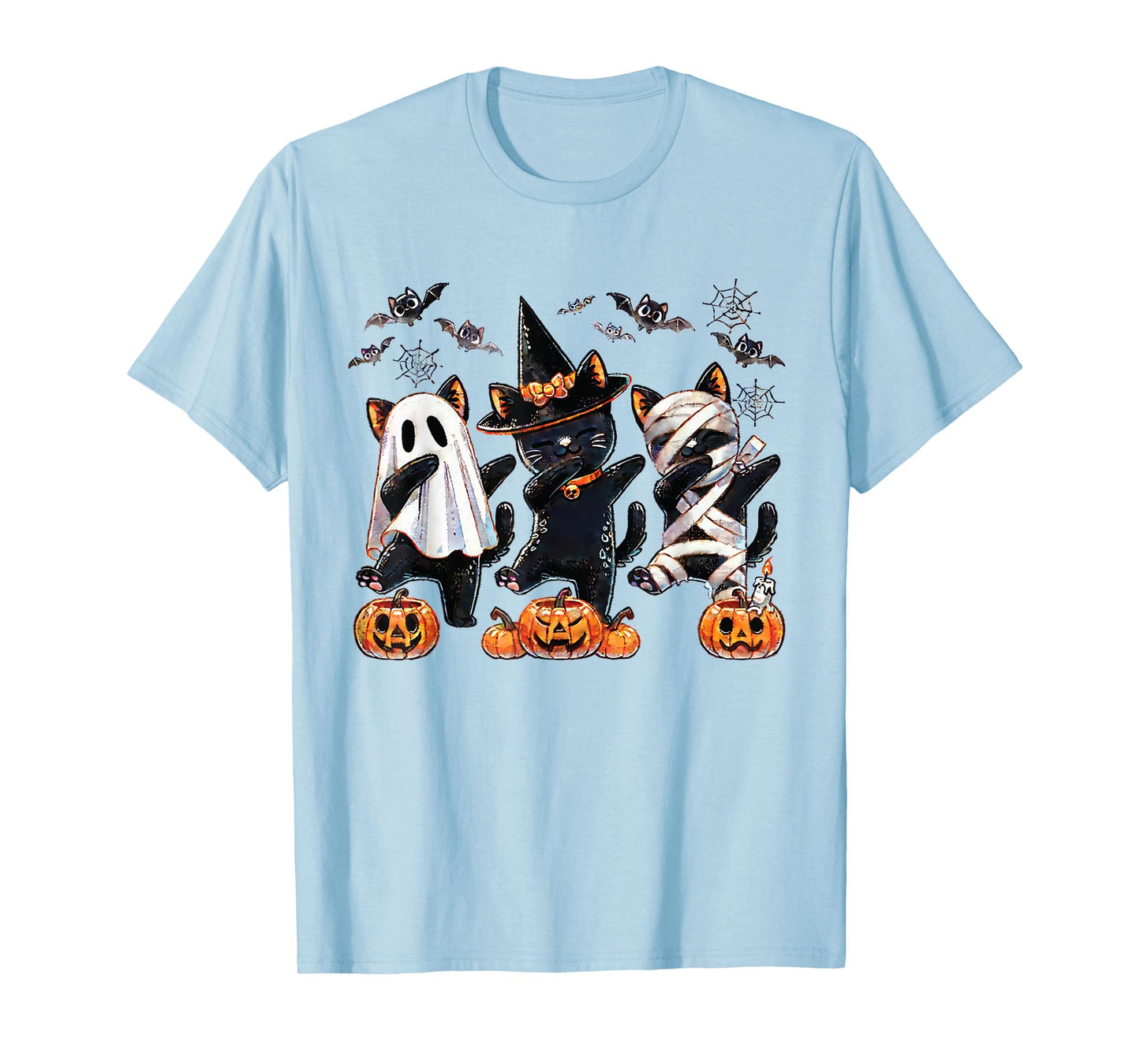 Halloween Black Cat Ghost Witch Mummy Dabbing Pumpkins Bats T-Shirt
