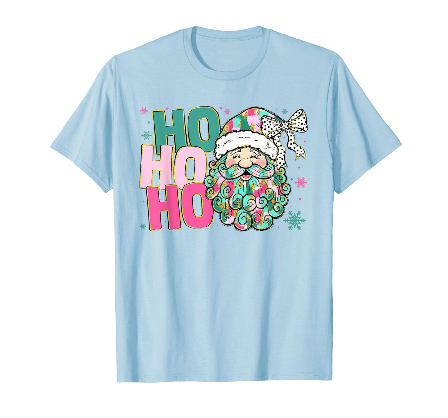 Pink Brushstroke Merry Coquette Christmas Ho Ho Ho Santa Hat T-Shirt