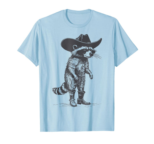 Vintage Raccoon Cowboy Cowgirl Trash Panda Western Country T-Shirt