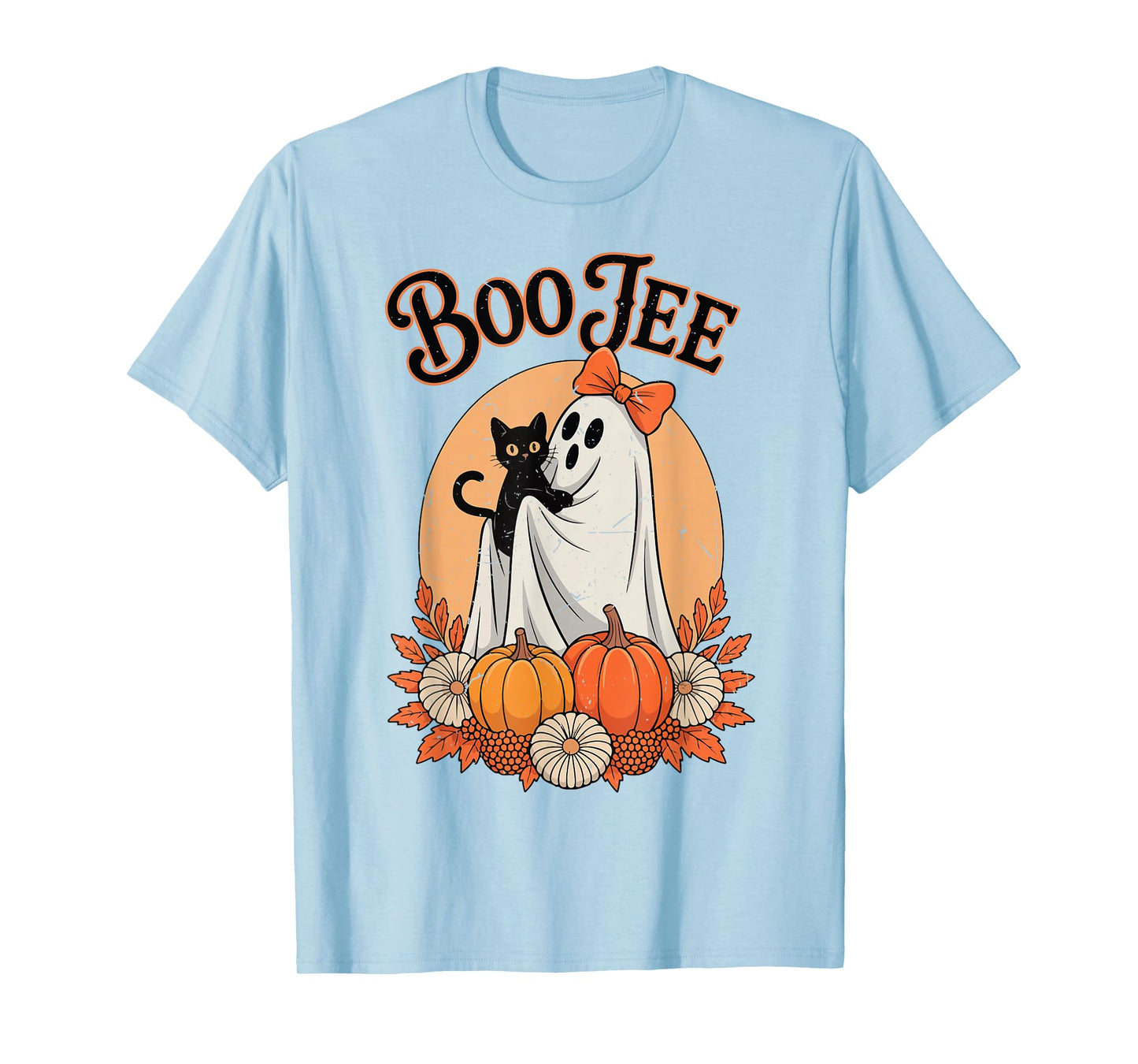 Boo JEE Cute Halloween Ghost Holding Black Cat Girl Toddler T-Shirt
