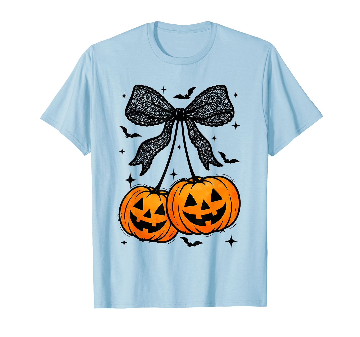 Funny Halloween Pumpkin Cherries Fall Autumn Coquette Bow T-Shirt