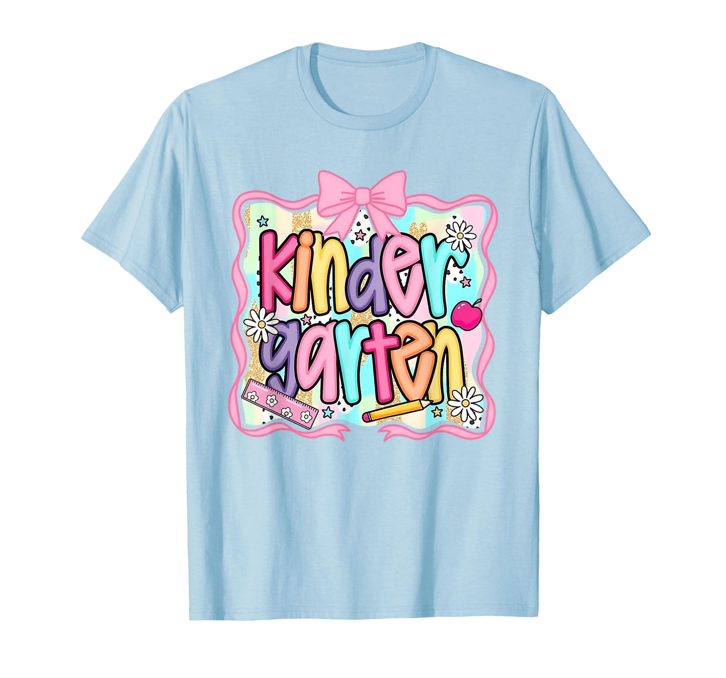 Preppy Kindergarten Teacher Groovy Floral Coquette Pencil T-Shirt