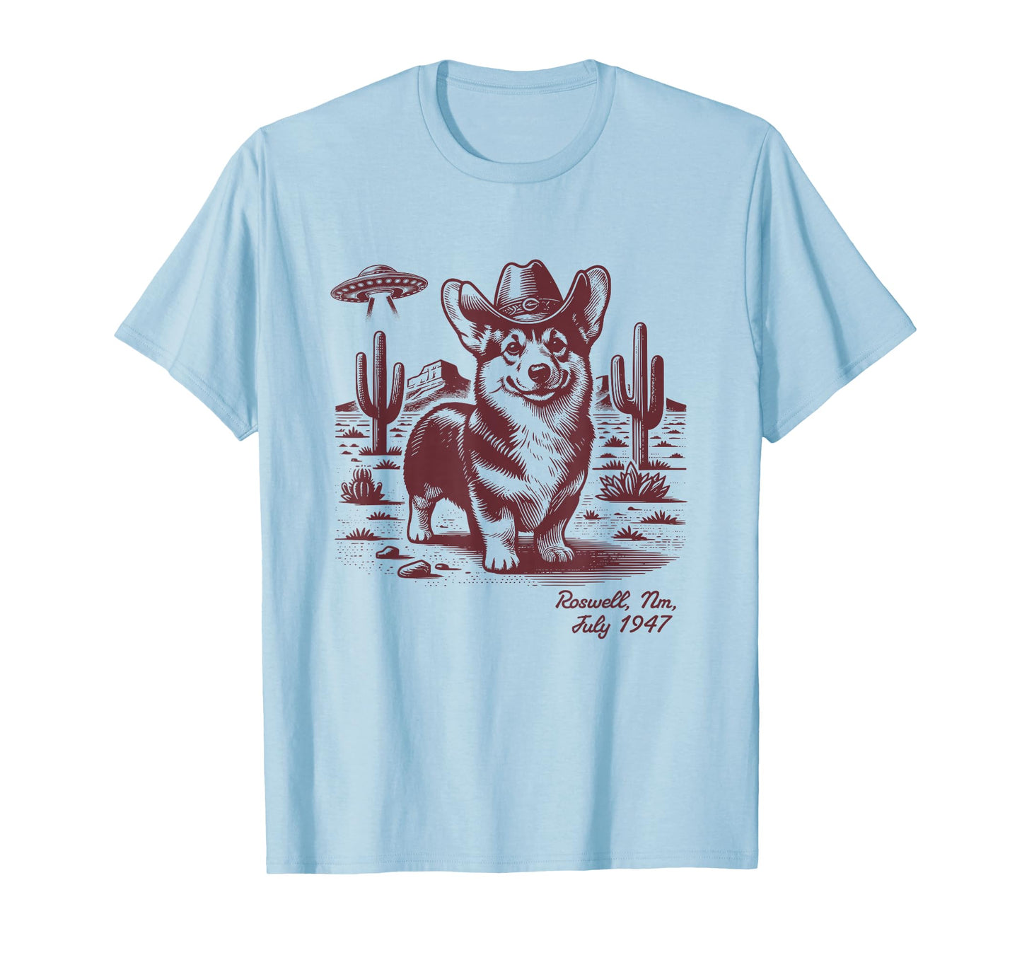 Retro 90s Cowgirl Western Cowboy Corgi Ufo Alien T-Shirt