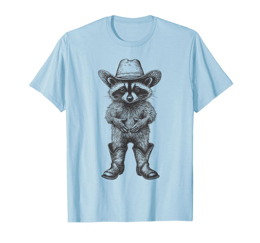 Raccoon Cowboy Hat Funny Western Cute Raccoon Lover Vintage T-Shirt