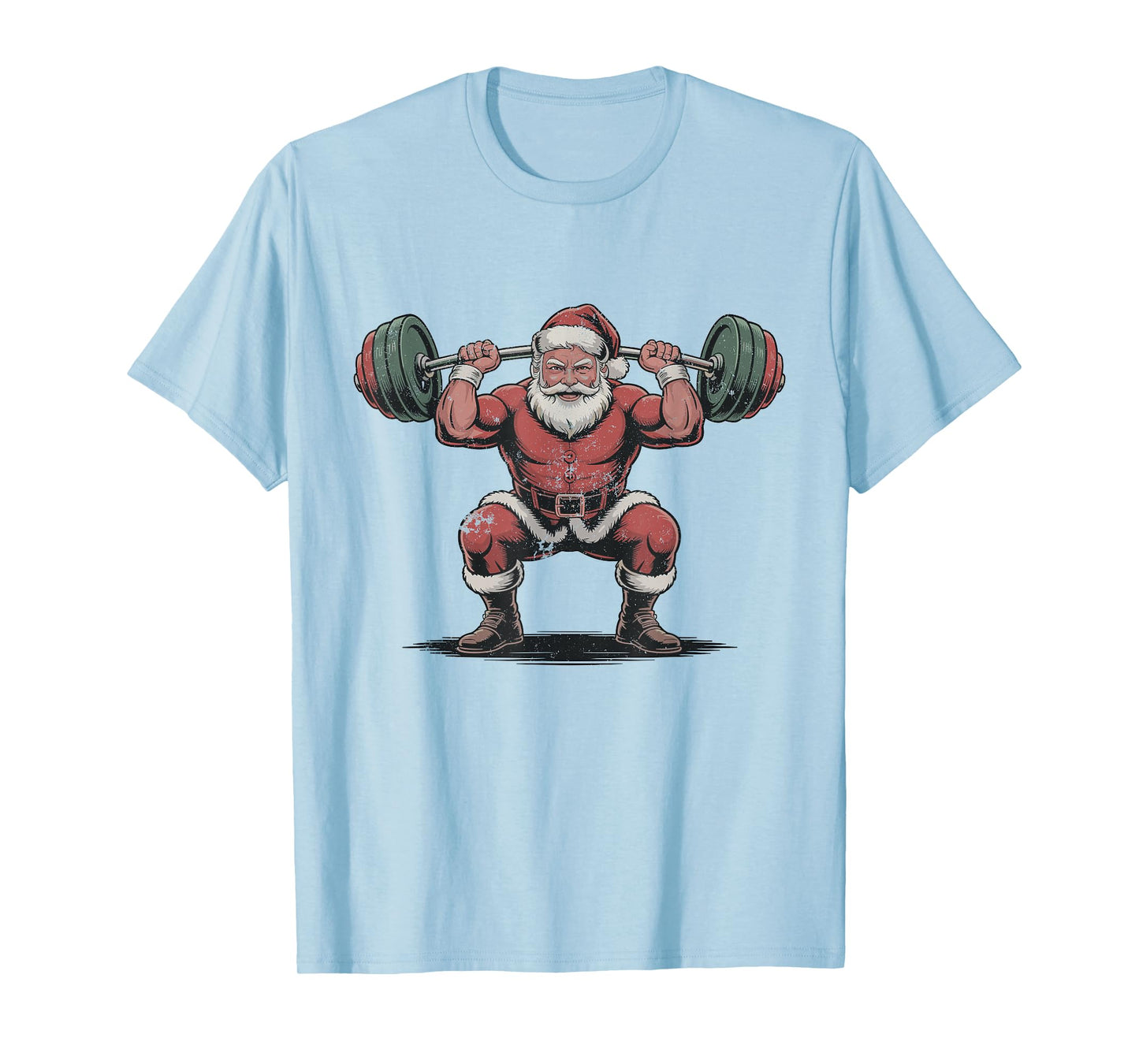 Vintage Santa Weightlifting Retro Christmas Holiday Sports T-Shirt