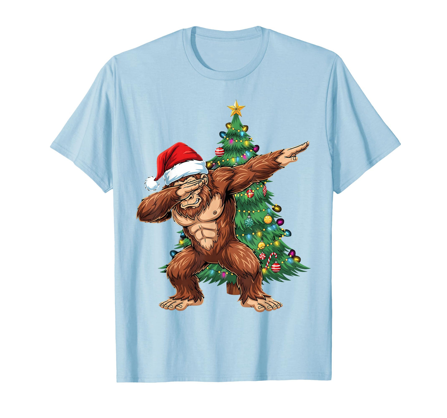 Bigfoot Christmas Tree Dabbing Santa Xmas Sasquatch Men Boys T-Shirt