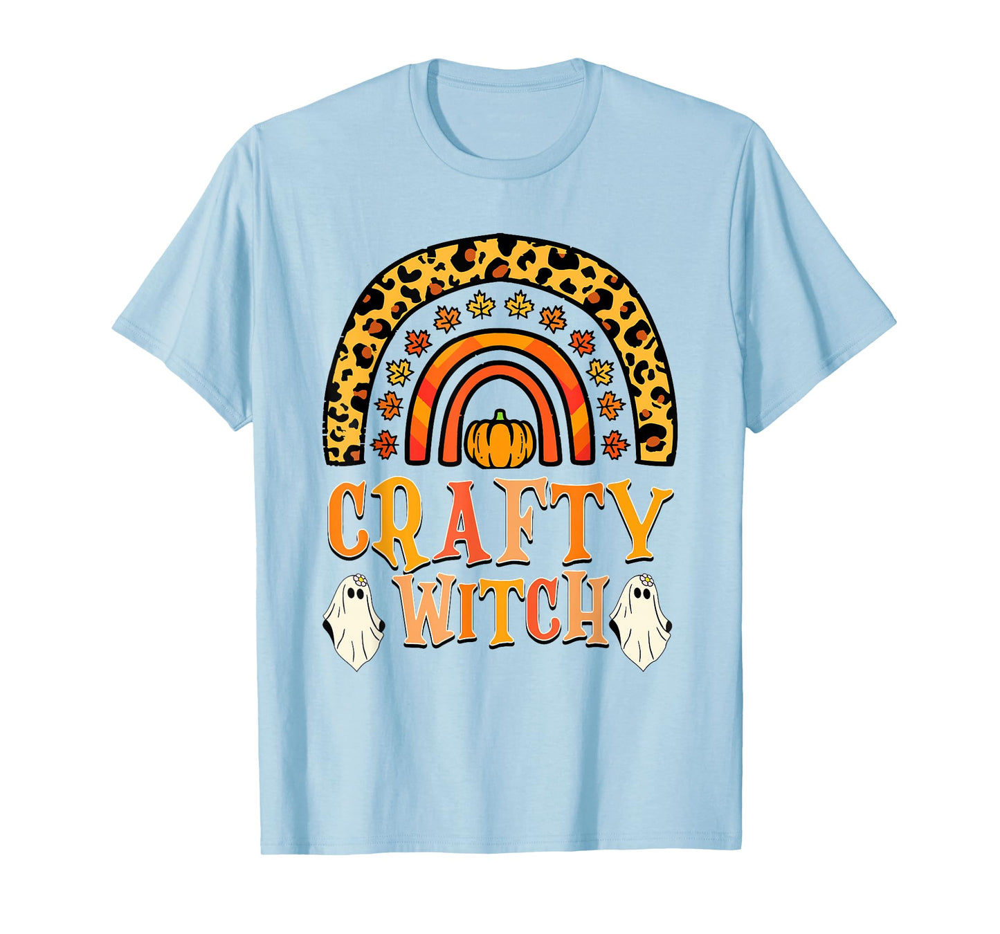 Crafty Witch Rainbow Pumpkin Halloween T-Shirt