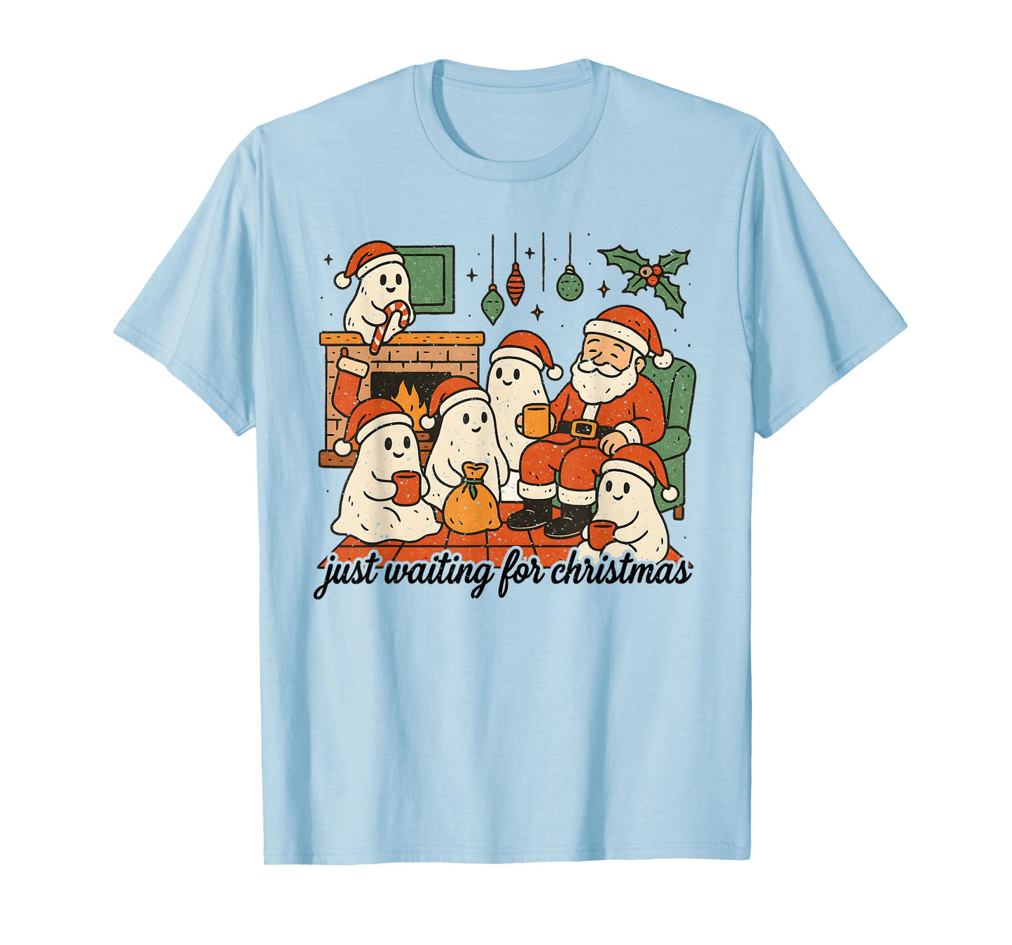 Just Waiting for Christmas, Santa Claus Ghost Christmas T-Shirt