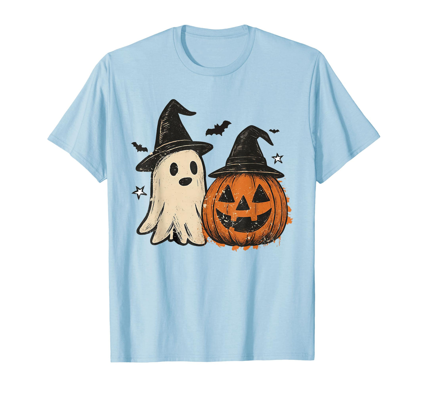 Cute Ghost Pumpkin Groovy Halloween Spooky Season Women T-Shirt