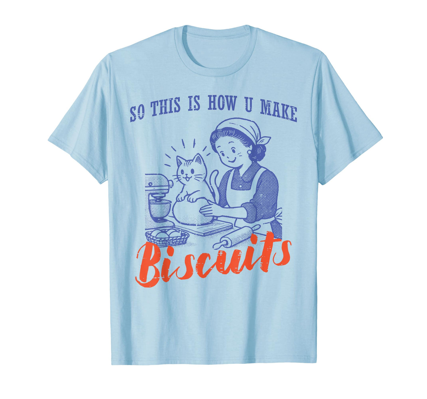 Cat This Is How You Make Biscuits Vintage Women Girls Kids T-Shirt