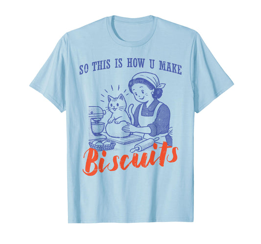 Cat This Is How You Make Biscuits Vintage Women Girls Kids T-Shirt