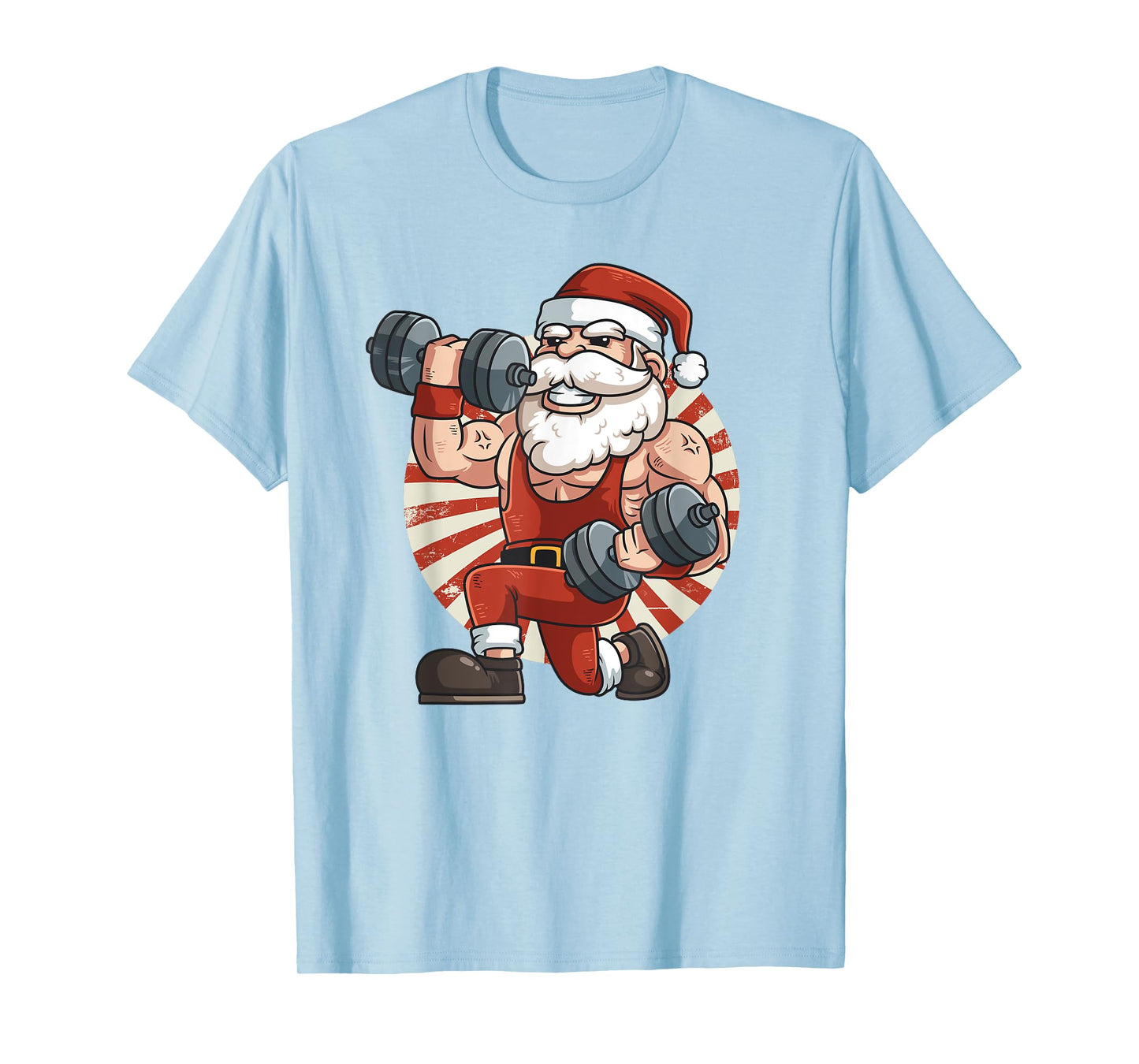 Santa Claus Weightlifting Gym Fitness Training Christmas T-Shirt