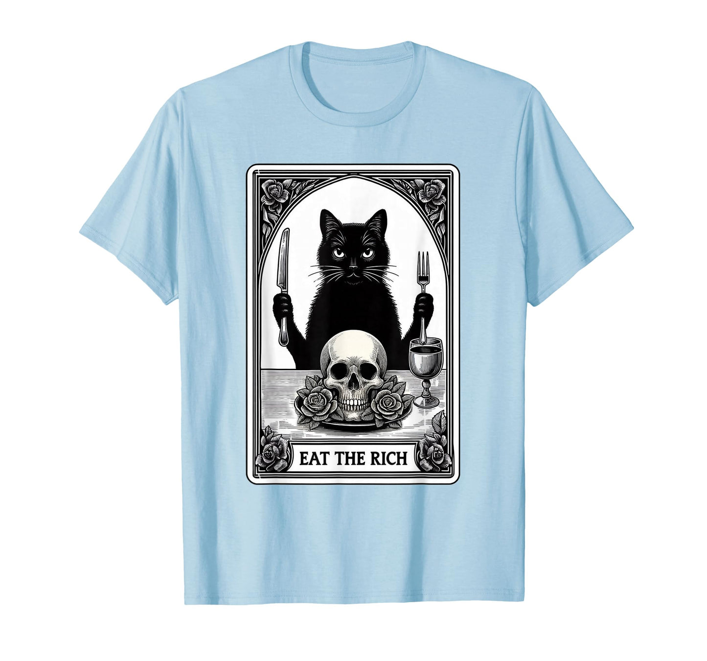 Cat Lover Black Cat Person Funny Eats The Rich Tarot Card T-Shirt