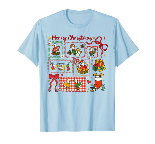 Cute Merry Christmas Goose Holiday Coquette Bow Girl Women T-Shirt