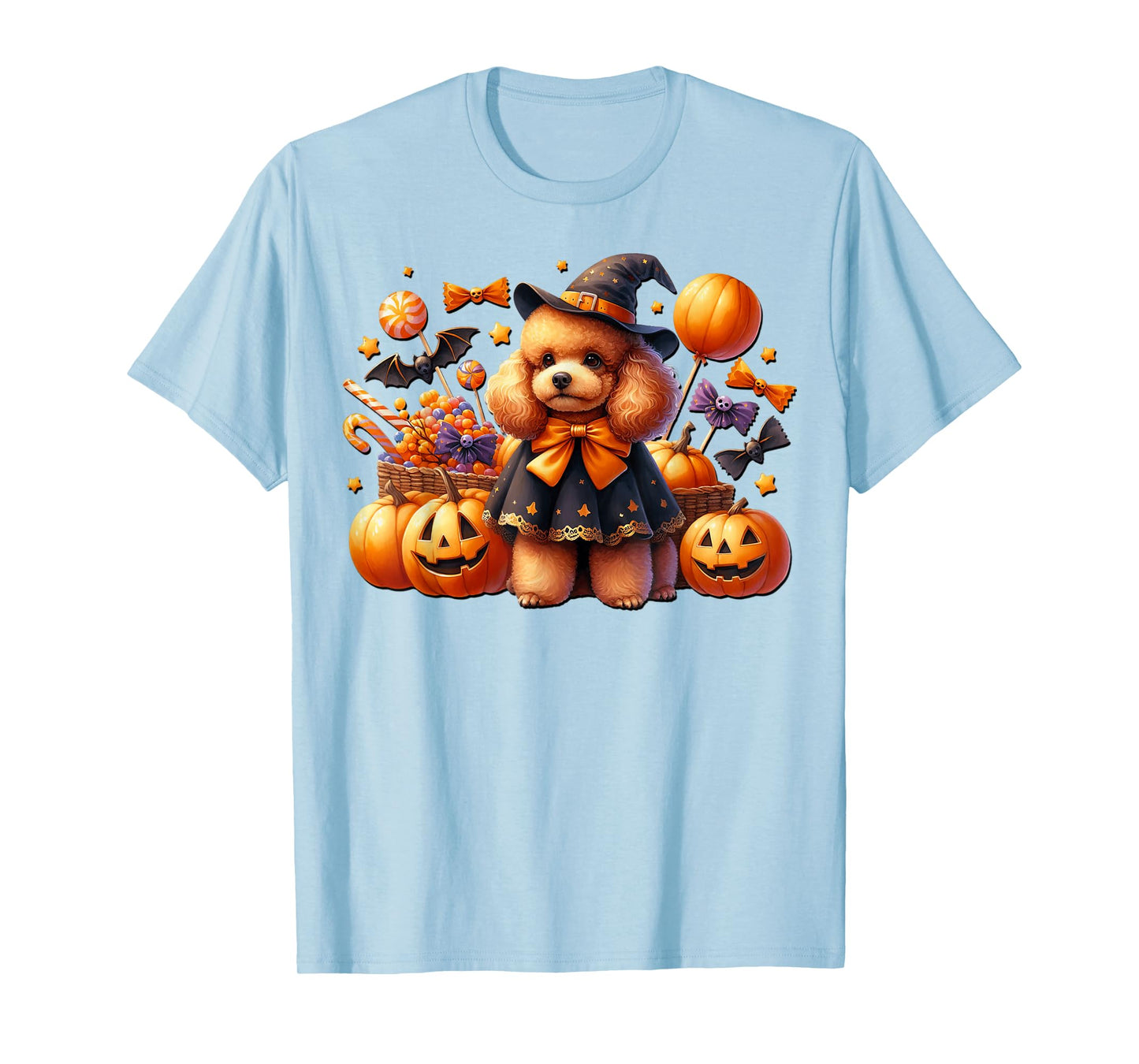 Orange Halloween Poodle Accessories for Women Girls and Fall T-Shirt