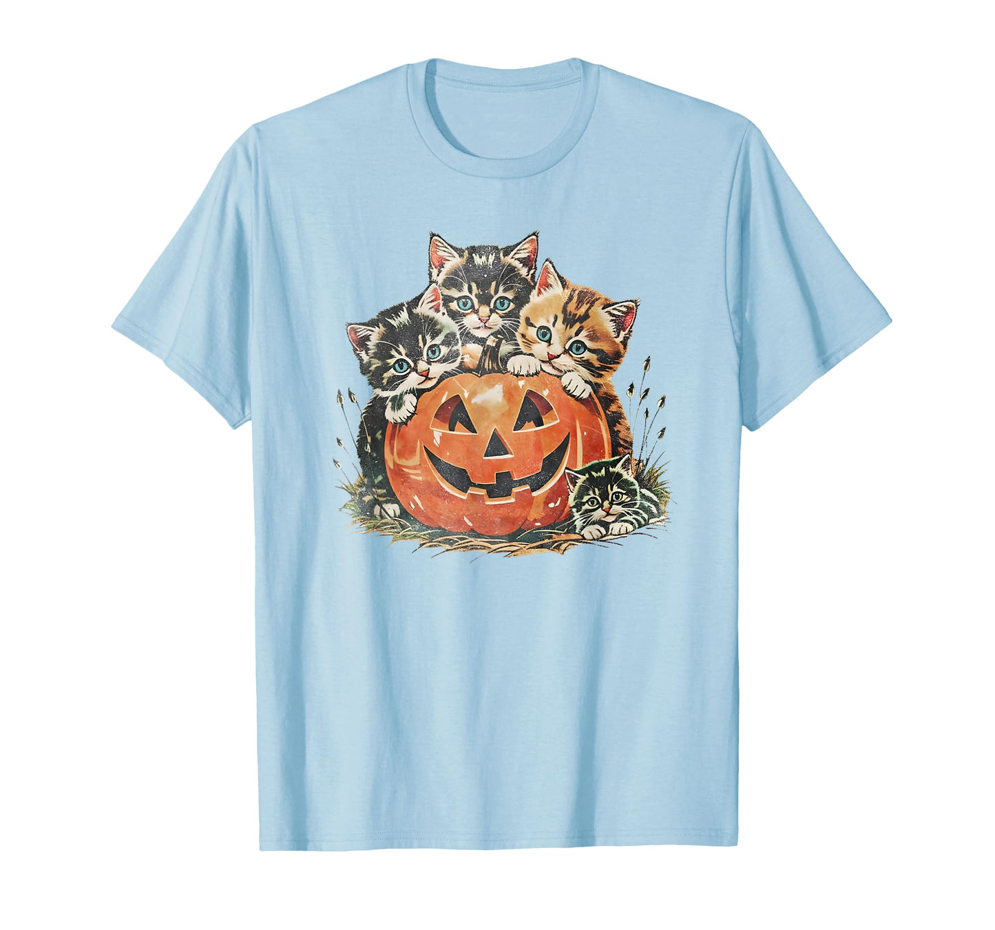 Vintage 90s Cat Pumpkin Halloween Spooky Season Tee T-Shirt