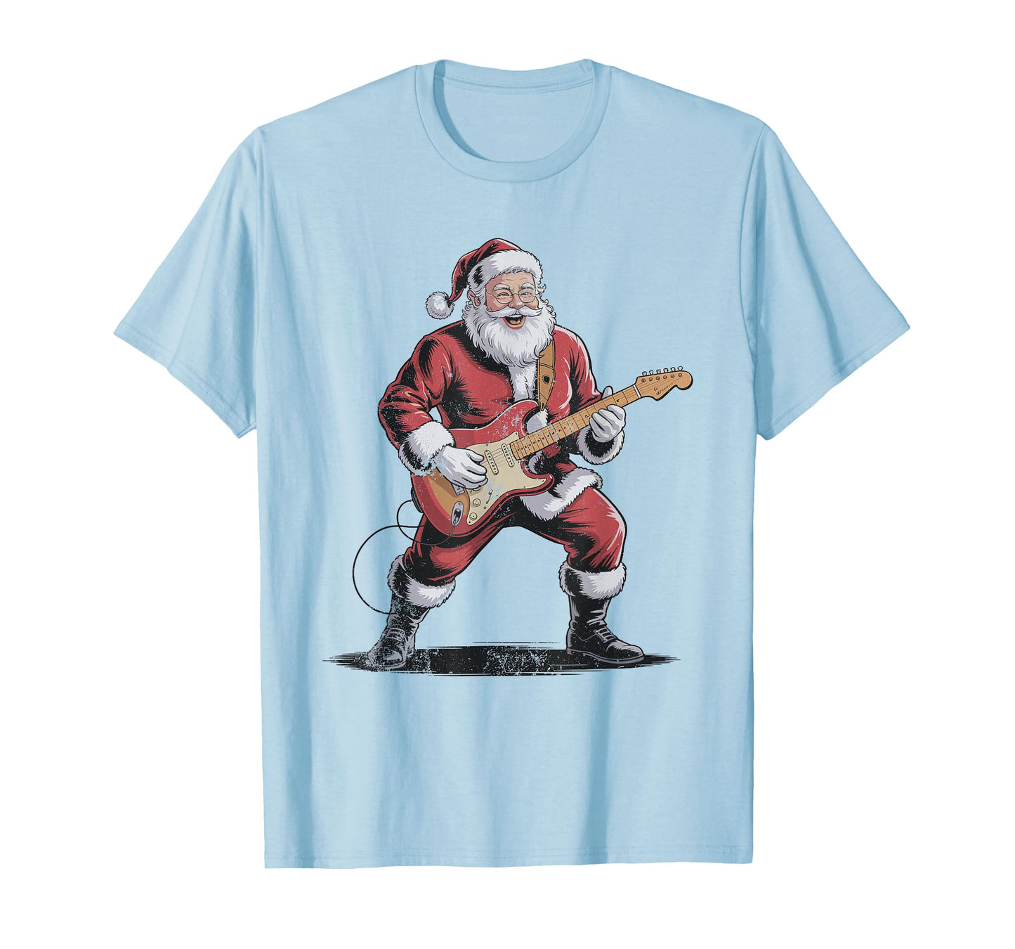 Vintage Santa Playing Electric Guitar Retro 90s Chrismas T-Shirt