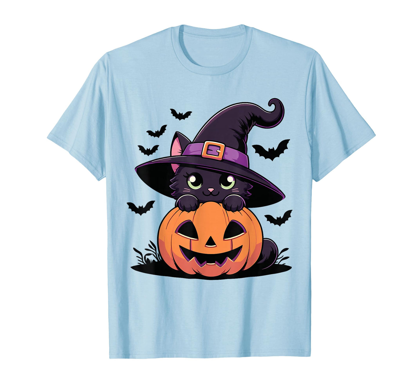 Retro Black Cat Pumpkin Halloween Costume Fall Autumn Season T-Shirt