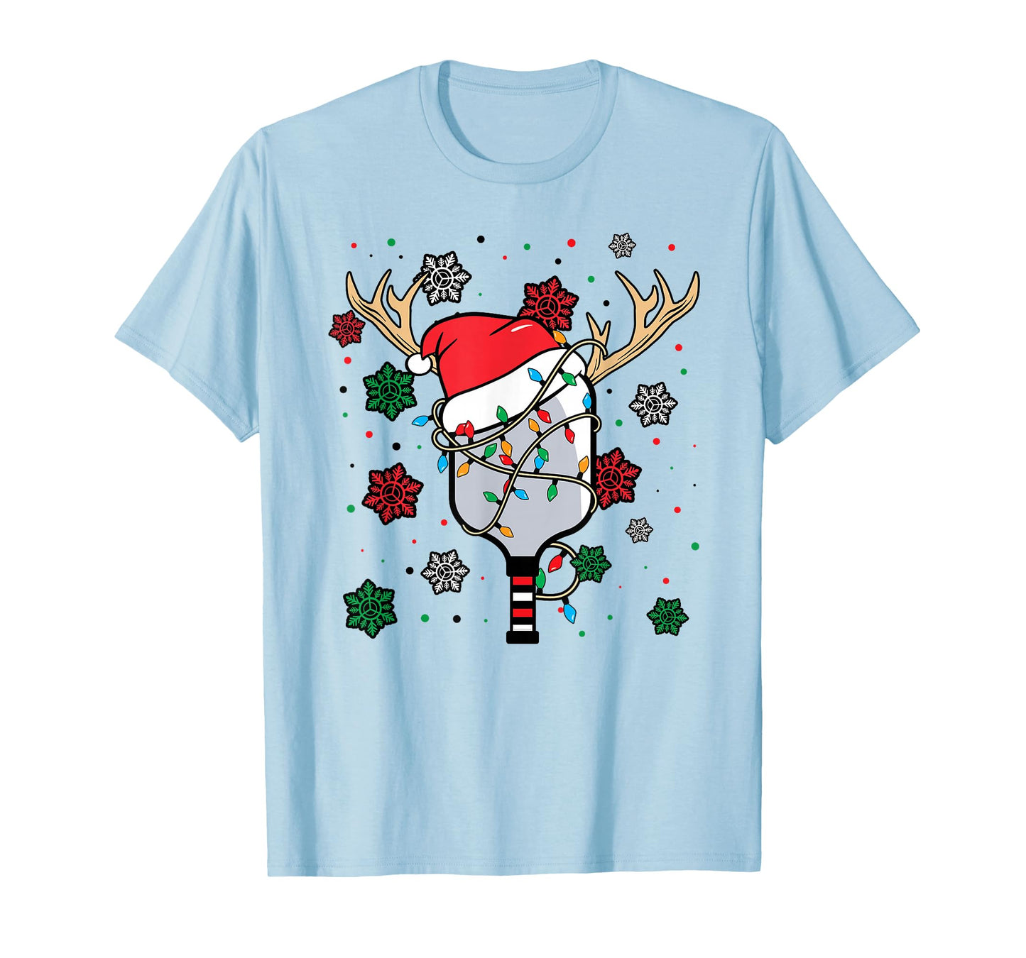 Christmas Pickleball Paddle Reindeer Santa Hat Xmas Costume T-Shirt