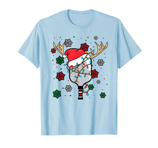 Christmas Pickleball Paddle Reindeer Santa Hat Xmas Costume T-Shirt