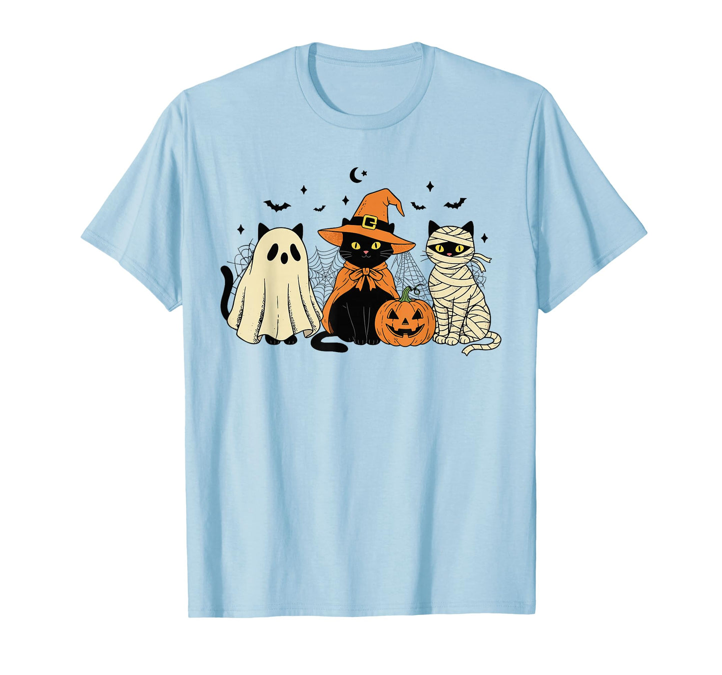 Cute Black Cat Witch Mummy Ghost Costume Women Men Halloween T-Shirt