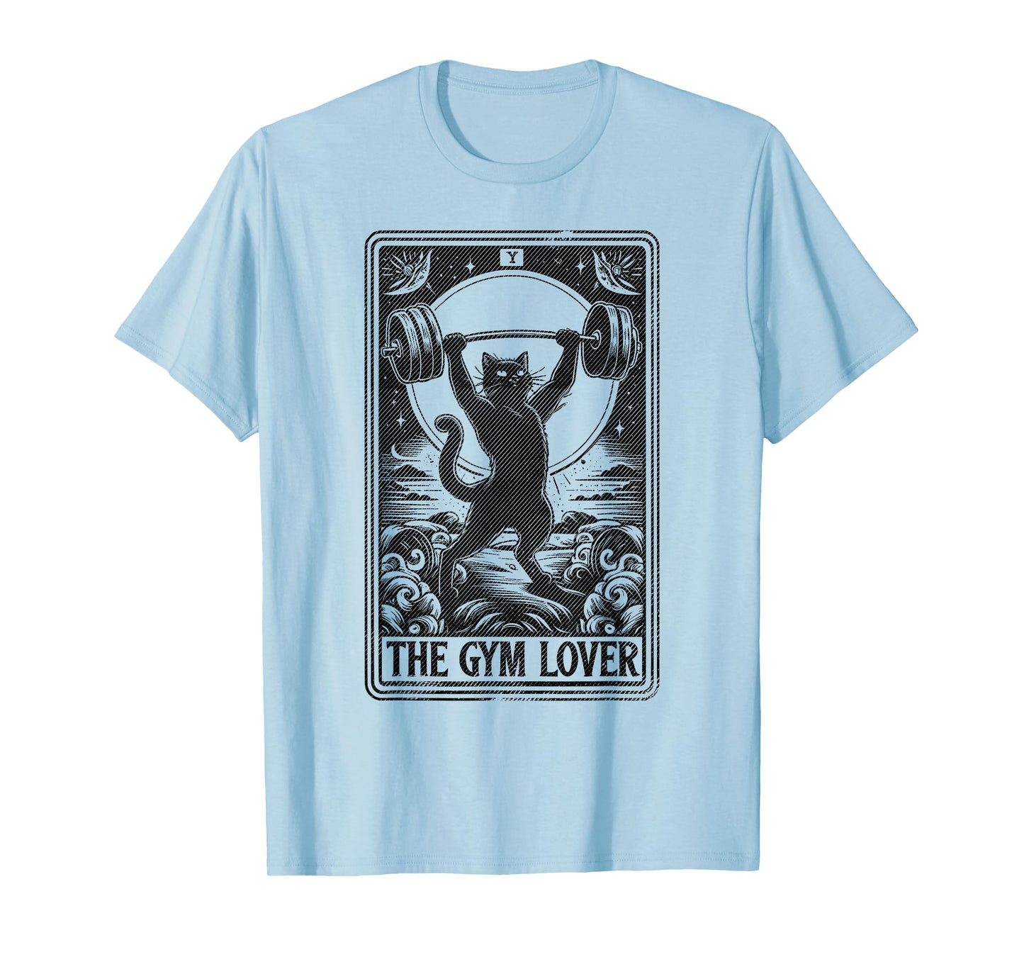 The Gym Lover Tarot Card Cats For Workout Fitness Fan T-Shirt, Small, Grey