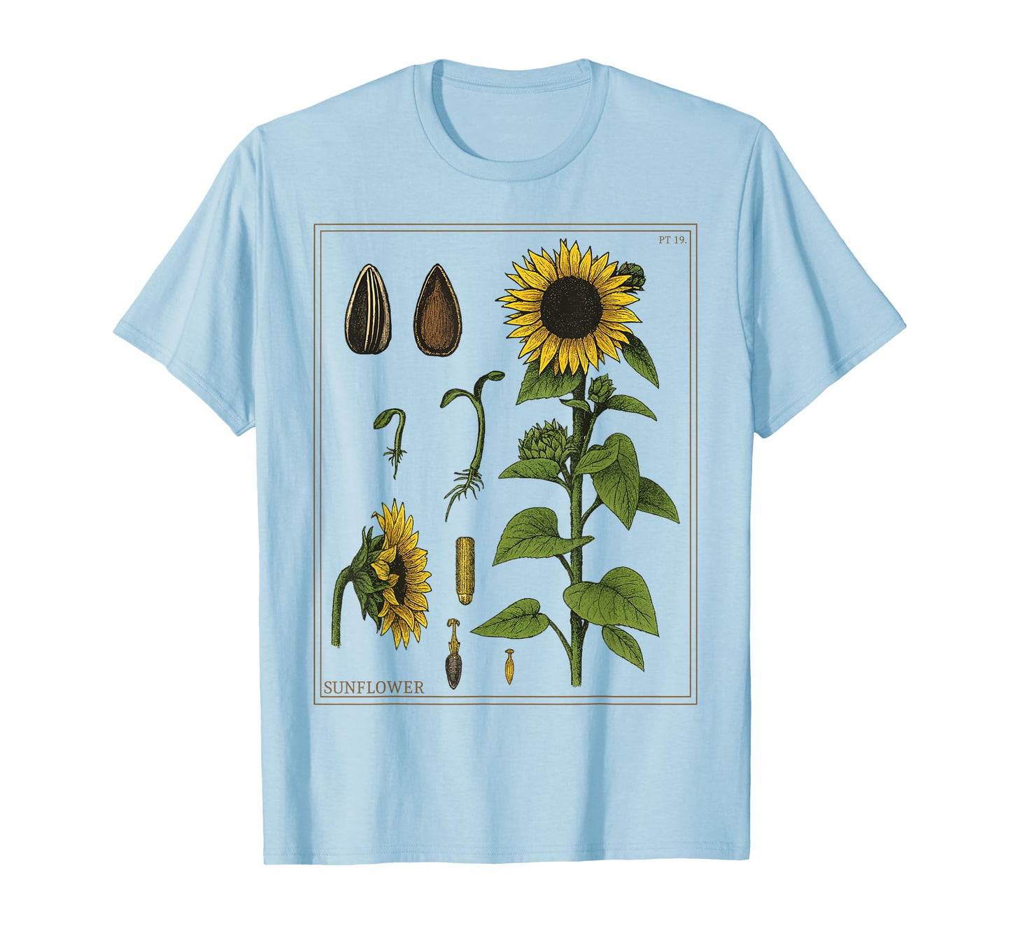 Vintage Botanical Sunflowers Floral Summer Plant T-Shirt